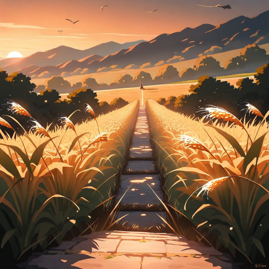 AI Art portrait of abstract face with vivid brush strokes and warm golden sunset colors